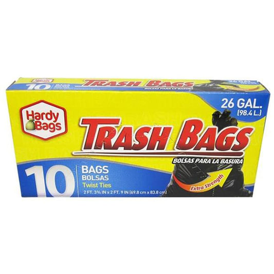 HARDY TRASH BAGS 26 GAL BLACK 24PK 10CT