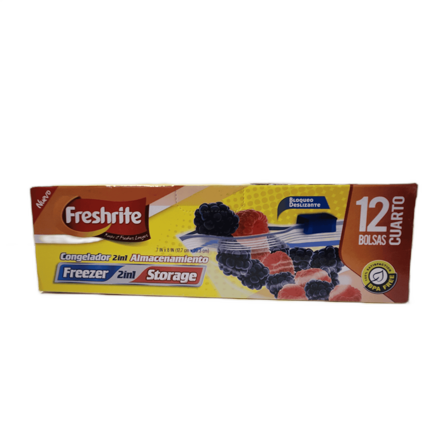 FRESHRITE QUART SLIDELOCK FREEZER BAG 12CT/24PK (SKU#12598)