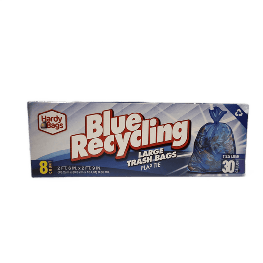 HARDY BLUE RECYCLING TRASH BAGS 30GAL 8CT/24PK (SKU#12512)