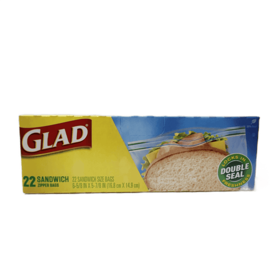 GLAD SANDWICH ZIPPER BAG 22CT/12PK (SKU#12926)