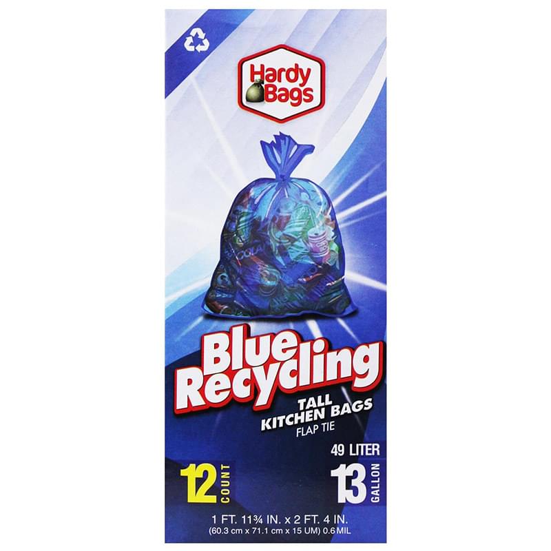 HARDY BLUE RECYCLING KITCHEN BAGS 13GAL 12CT/24PK (SKU#12513)