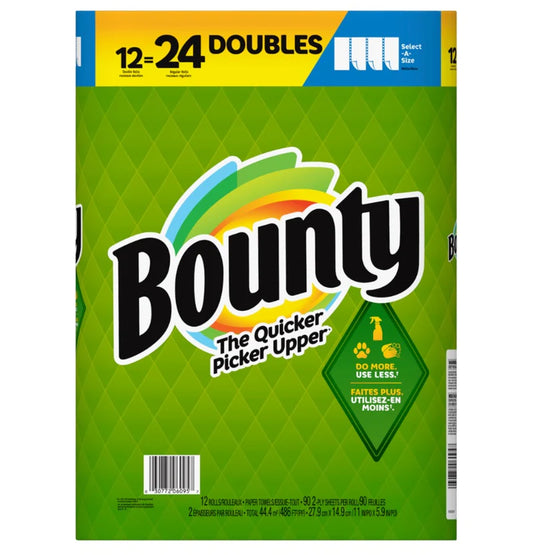 BOUNTY PAPER TOWELS 24 DOUBLE ROLL 12PK (SKU#12445)