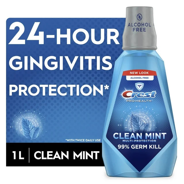 CREST MOUTHWASH CLEAN MINT ALCOHOL FREE 9PK/1L (SKU#12260)