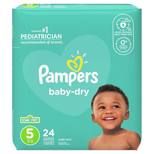 PAMPERS BABY DRY DIAPERS SIZE 5 24CT (SKU#)