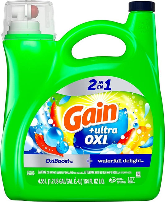 GAIN ULTRA OXI LIQUID LAUNDRY DETERGENT WATERFALL 4/154oz