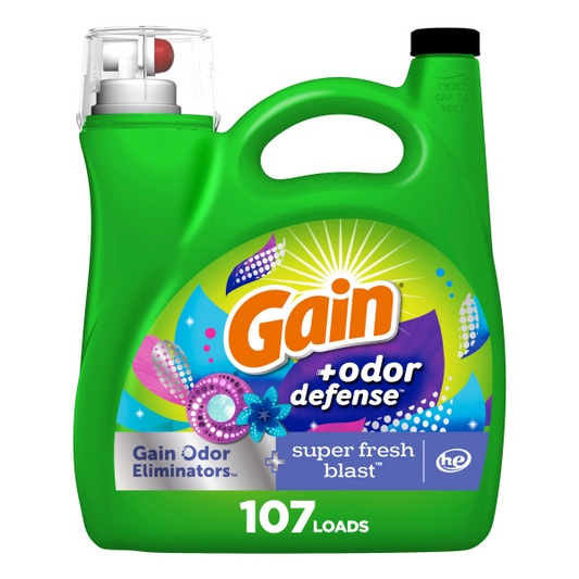 GAIN ODOR DEFENSE LAUNDRY DETERGENT SUPER FRESH BLAST 4/154oz